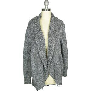 TALBOTS Chunky Knit Cotton Blend Gray Marled Open Cocoon Cardigan Sweater 1X